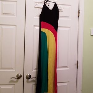 Aye Mon'! Jamaican Flag Colors Halter Dress